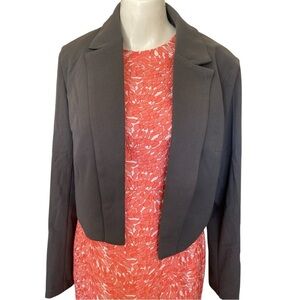 Exlura Gray Structured Cropped Open Blazer with Notched Lapels Size L New w Tags